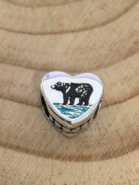 Pandora Alaska Bear Dangle Charm Sea Travel Pendant, S925 Silver Jewelry